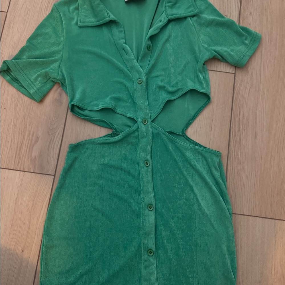 Away Emerald Backless Button Dress - image 3